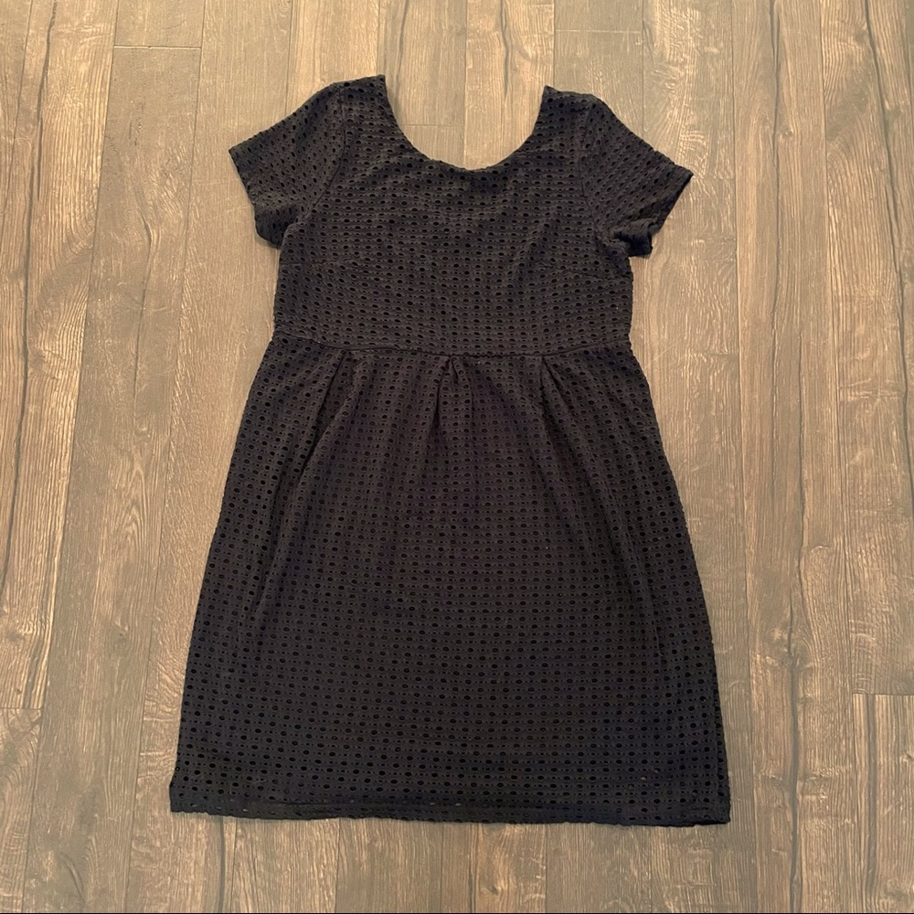 Black Short Sleeve Eyelet Dress | Eight Sixty